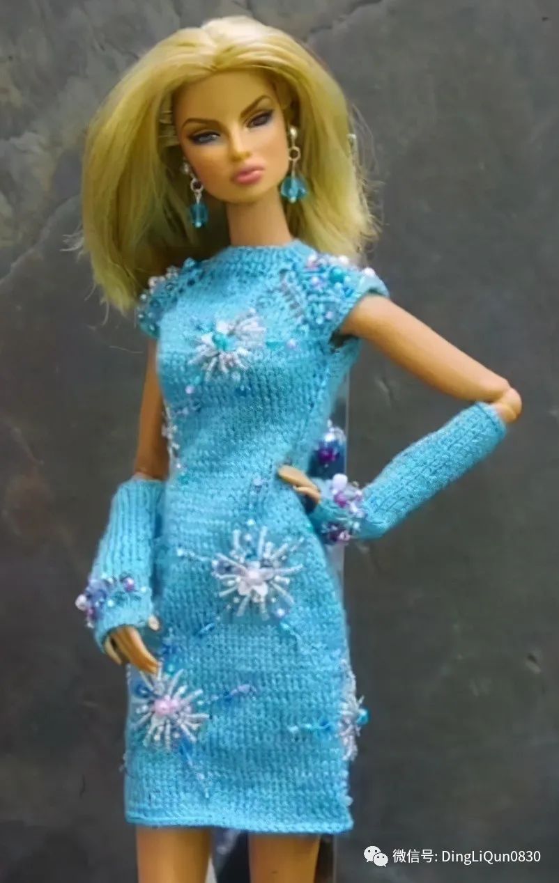 毛线编织芭比娃娃连衣裙图解,手工编织娃娃裙