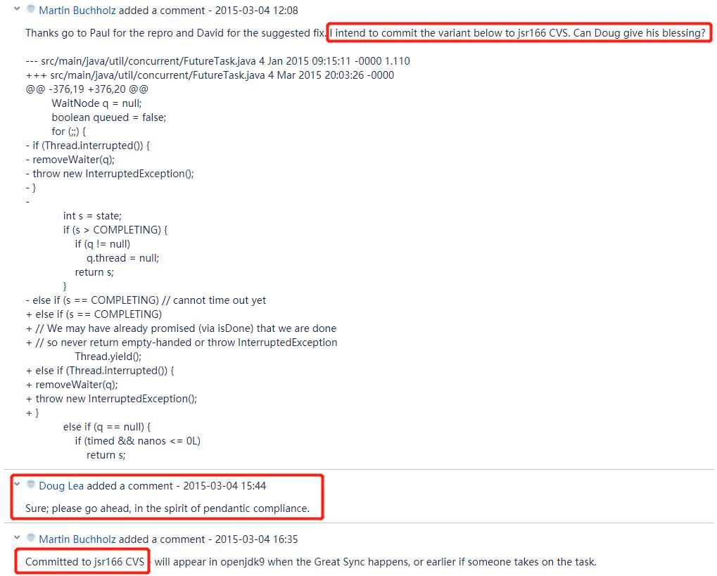 DougLea在J.U.C包里面写的BUG又被网友发现了