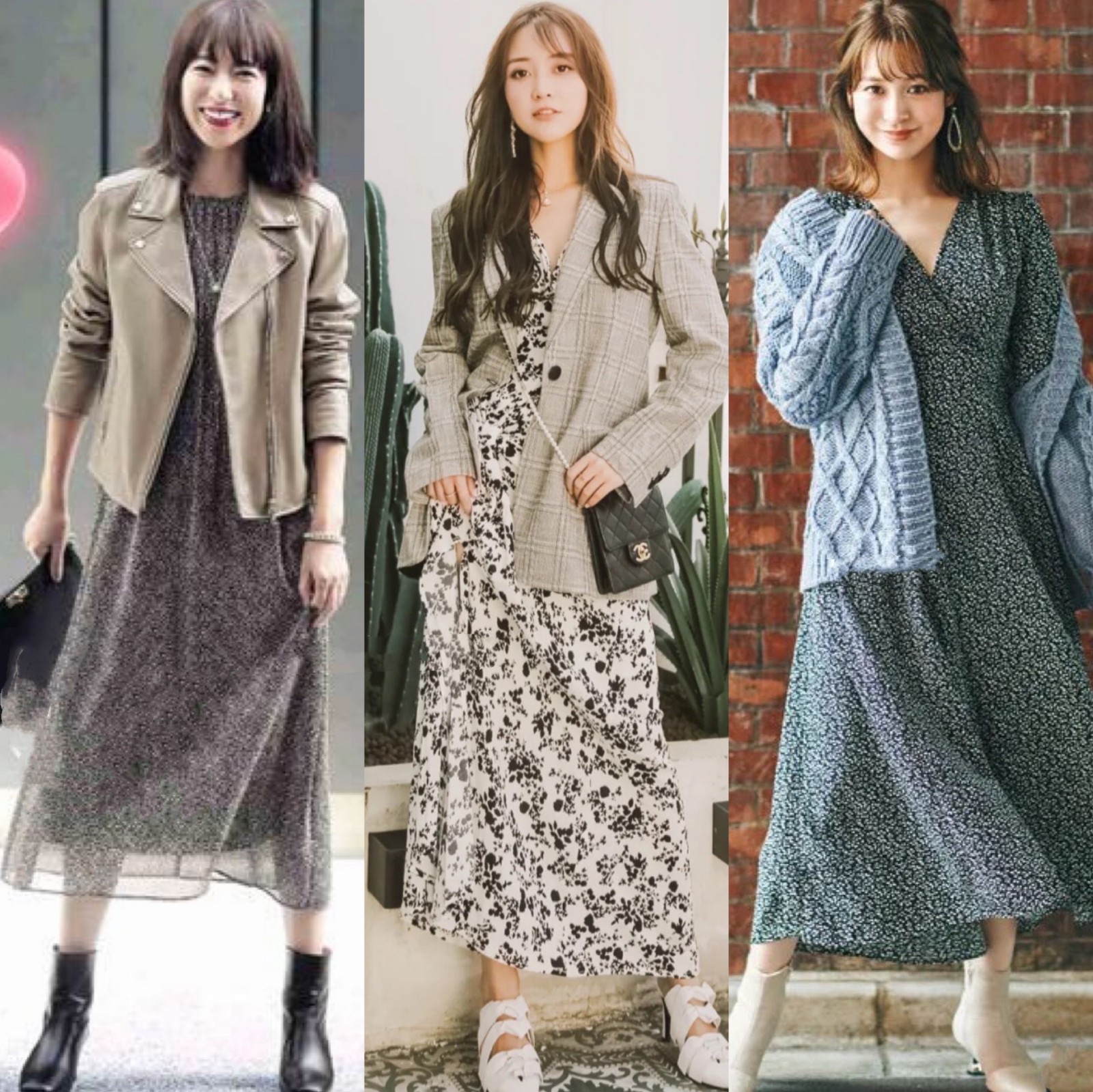 冬天的碎花裙怎么穿搭更好看,春天碎花开叉裙