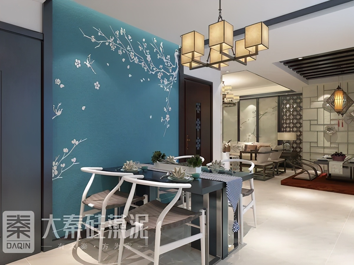 硅藻泥中式背景墙效果图客厅,硅藻泥电视背景墙新中式