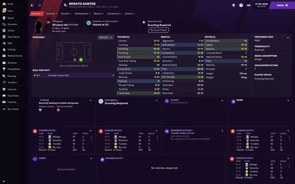 fm2021各位置最强球员排行,fm2021自由球员