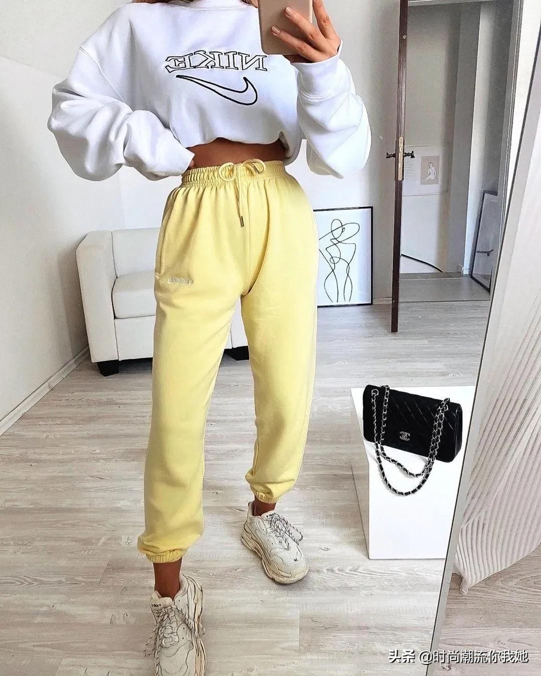 夏天穿马卡龙色系的长裤,马卡龙紫色裤子搭配