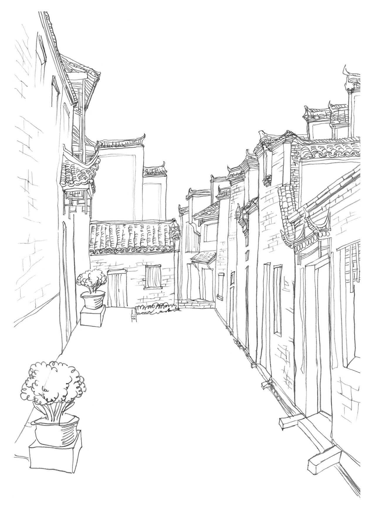 速写风景画临摹步骤图,速写初学者入门的基础风景画