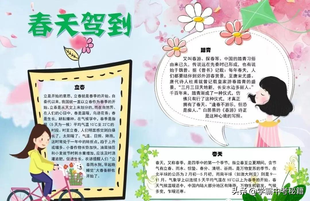 有关春季四季成语的手抄报,描写春天的成语春暖花开