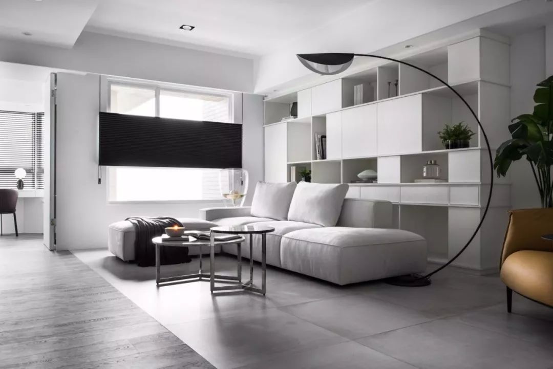 客厅大面积地砖深灰色铺贴效果图,客厅地砖简约铺贴图