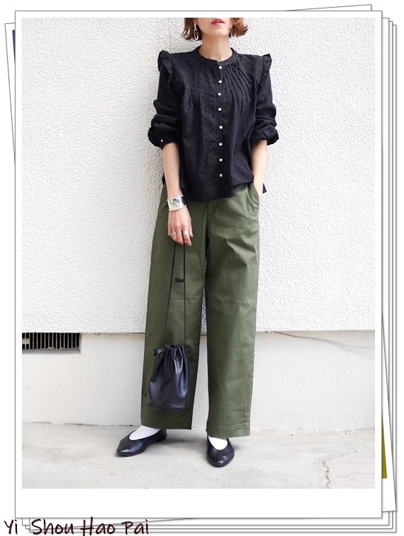 绿色阔腿裤搭配什么上衣女,绿色阔腿裤穿搭冬季女搭配