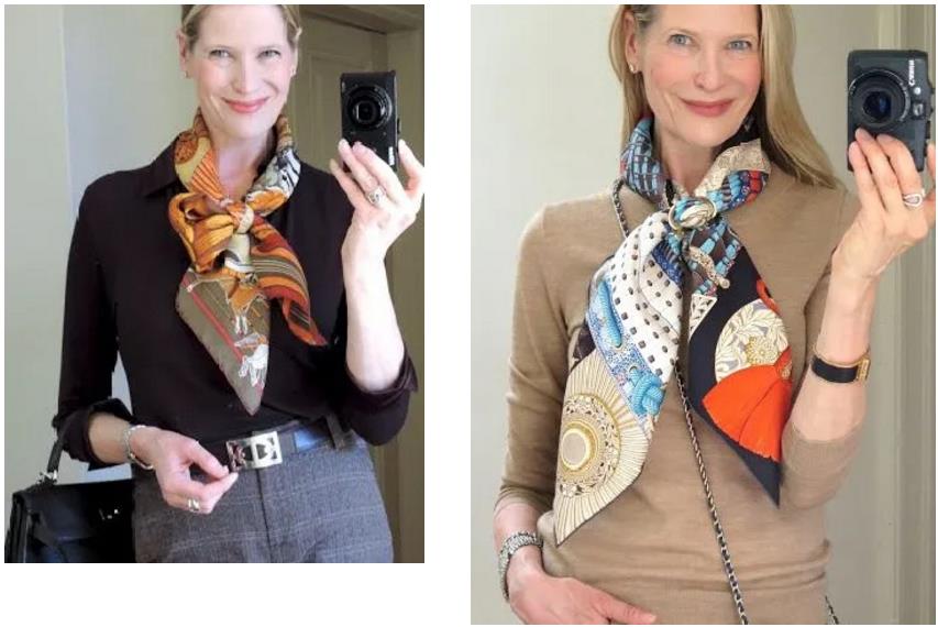 简单到一学就会的丝巾搭配,时尚博主丝巾搭配