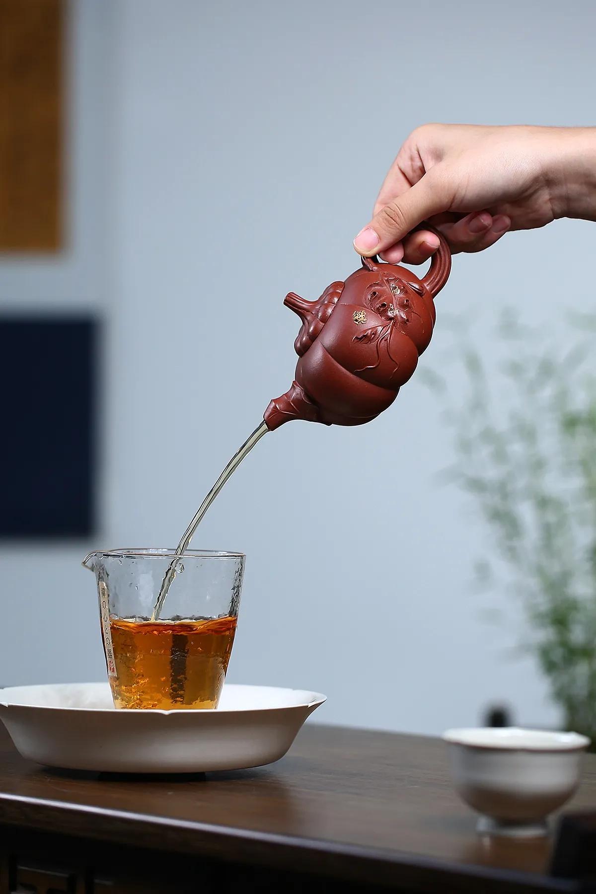 黄龙山原矿紫泥老壶,陈顺根六方壶