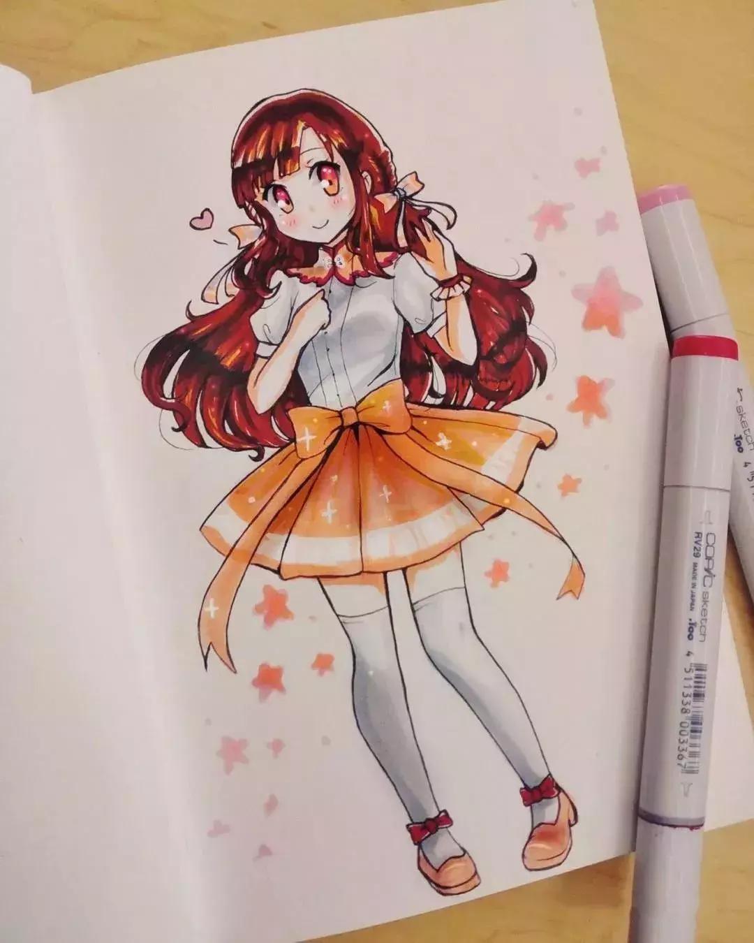 可爱动漫人物手绘马克笔,马克笔好看的动漫人物