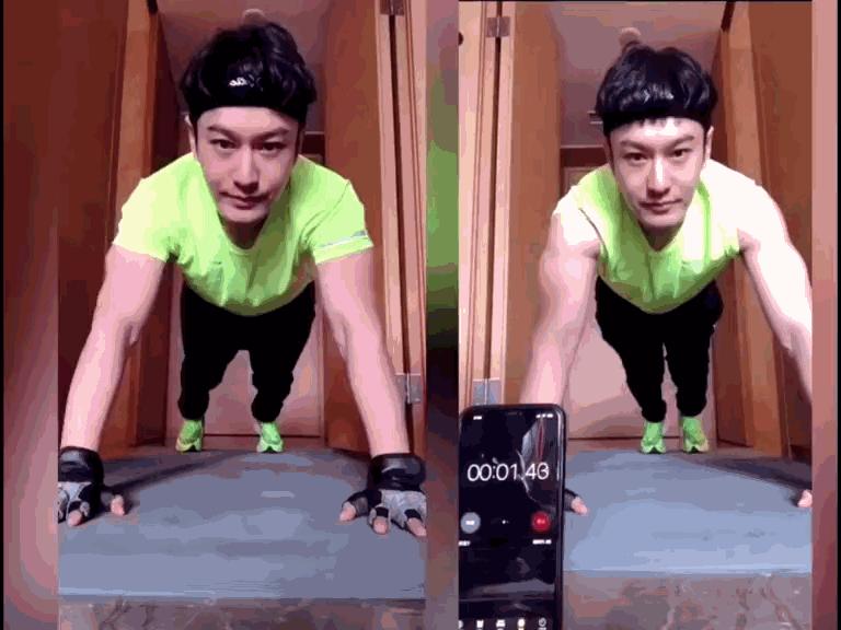 黄晓明2个月练回6块腹肌了吗视频,黄晓明俯卧撑标准动作