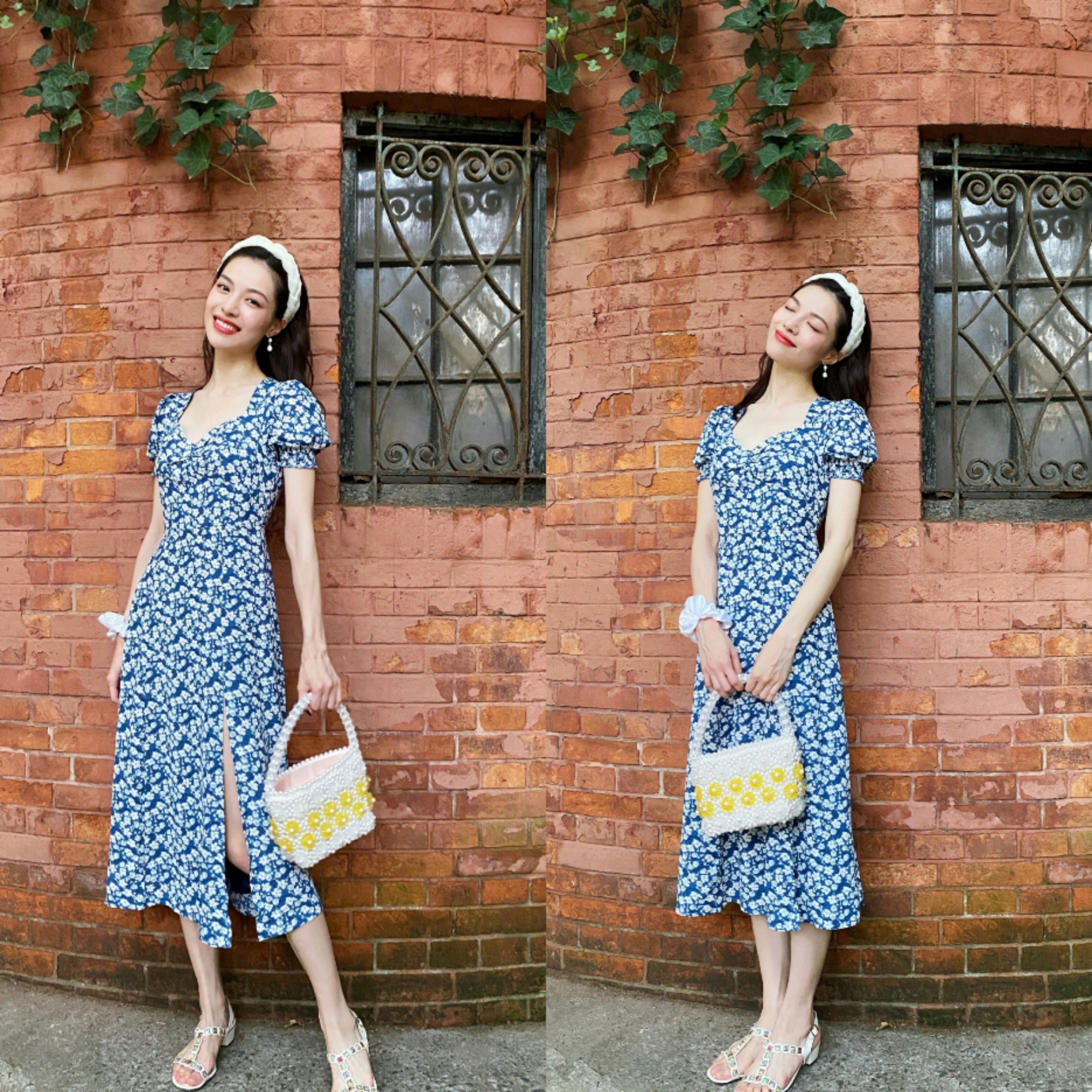 雪纺碎花裙粉色温柔,夏天半身碎花裙搭配什么鞋