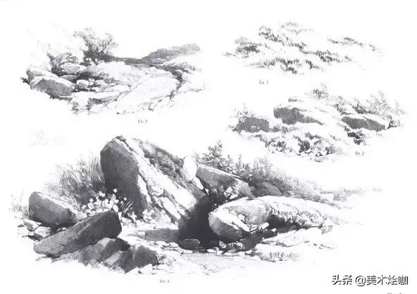 高清素描临摹风景图入门,素描画画教程7-12岁风景图