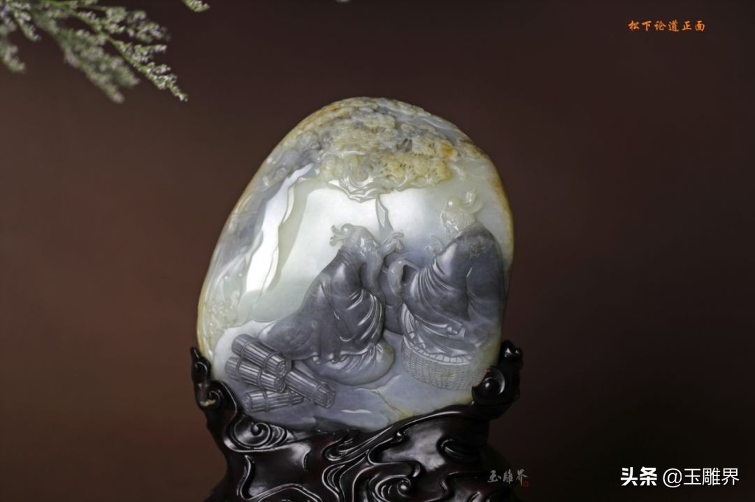 最漂亮的和田青花料,和田玉青花人物巧雕