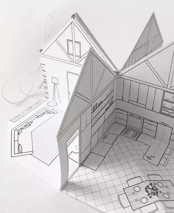 手工折立体房子,纸折立体房子