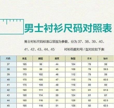运动服装尺码标准的对照表,服装身高体重尺码对照表