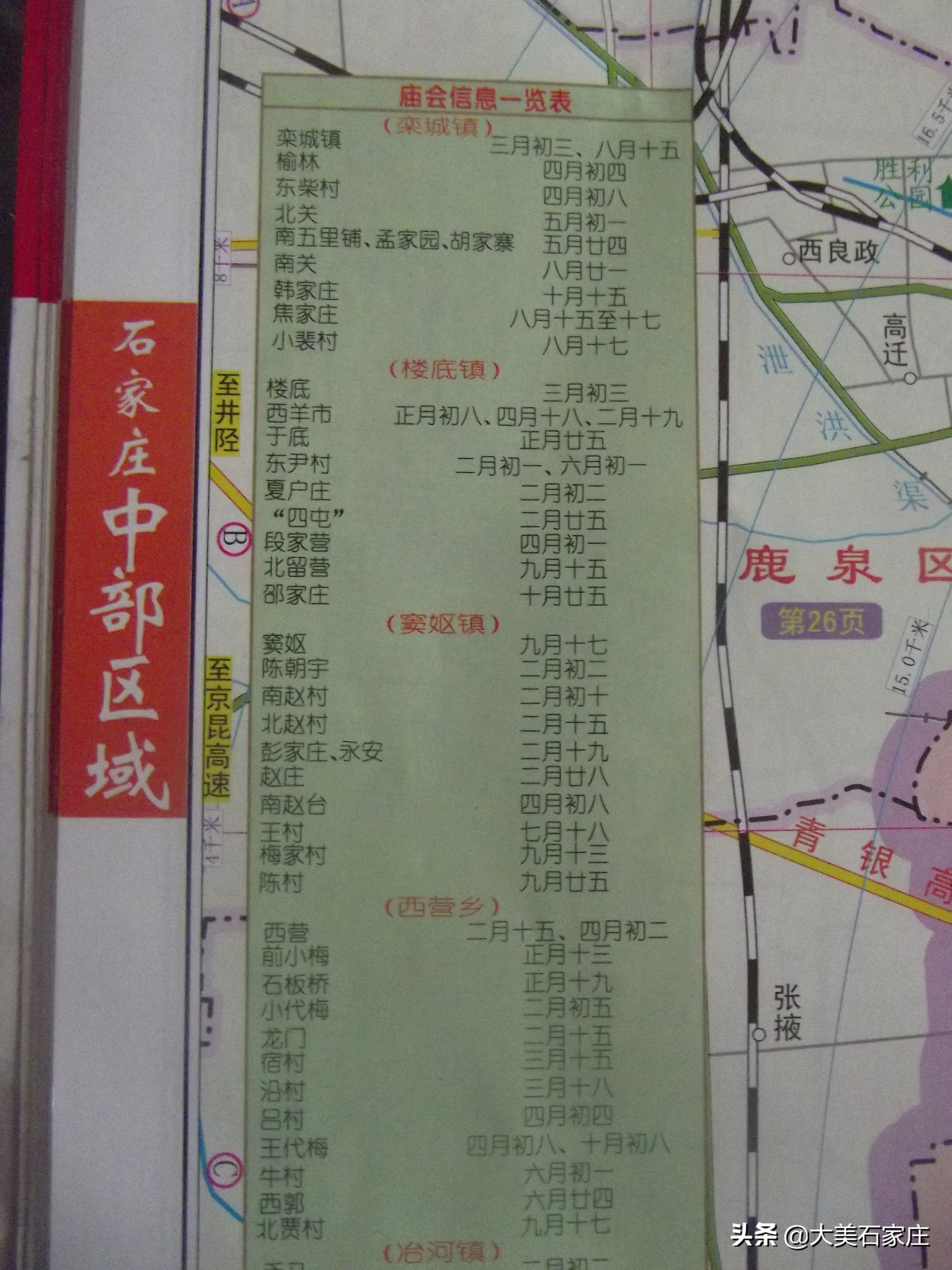 石家庄市五里庄村庙会时间表,石家庄市周边集市庙会日期