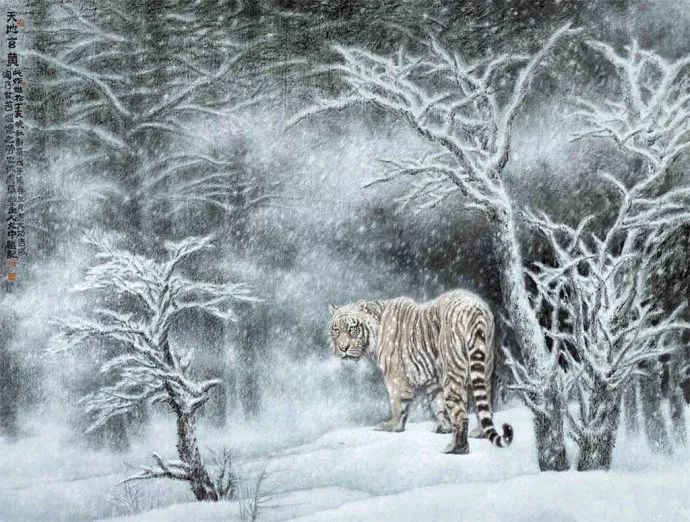 他笔下的虎充满了人的柔情与善意