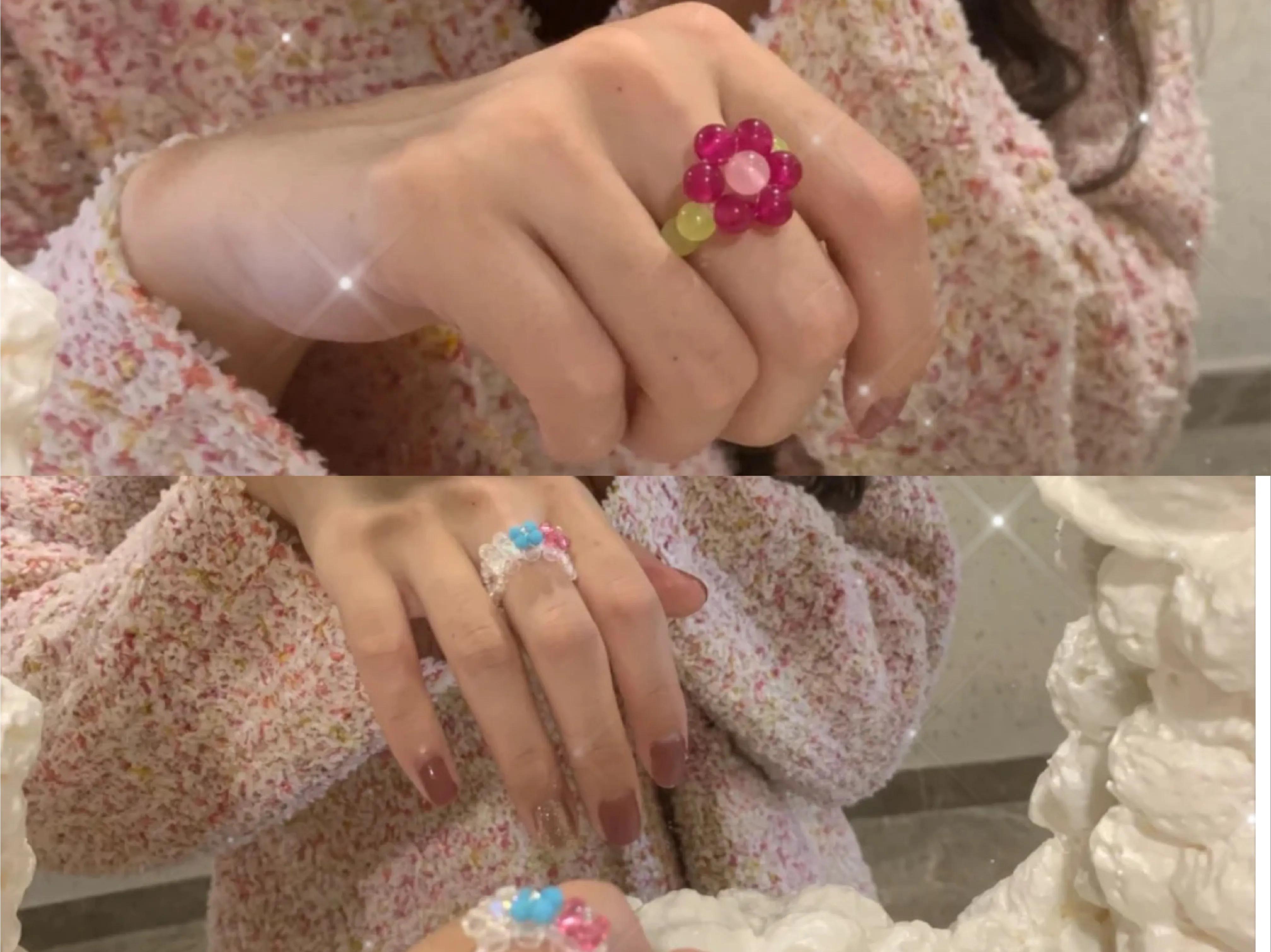 怪诞又可爱的串珠戒指,鬼马少女精灵古怪,很有戏剧感觉