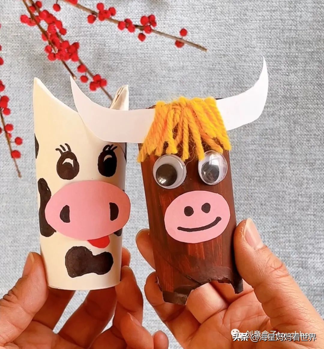 春节到，超可爱的牛卡片、牛灯笼、纸筒牛开心玩起来