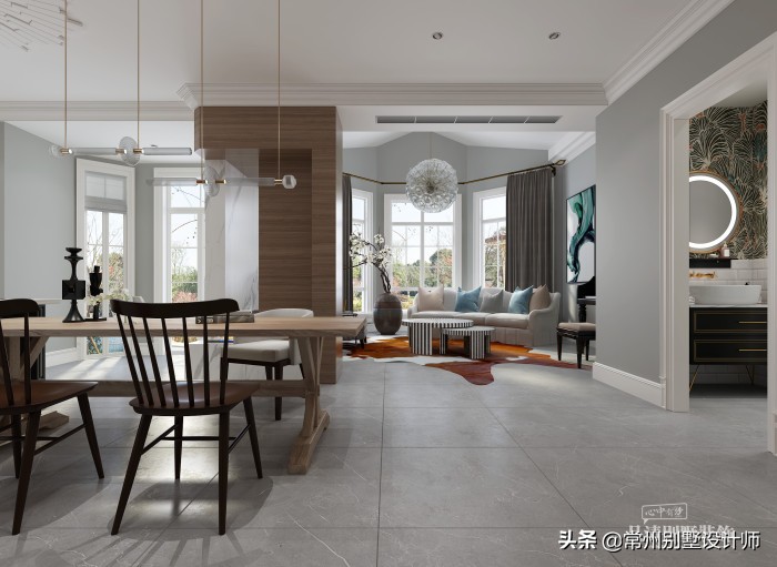 常州别墅装修现代轻奢风高雅大气,常州现代轻奢风格装修效果图