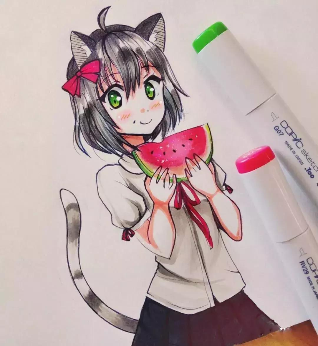 可爱动漫人物手绘马克笔,马克笔好看的动漫人物