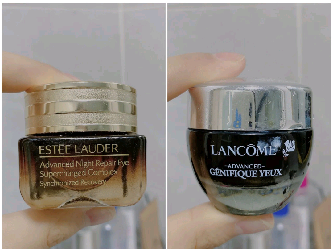 雅诗兰黛和兰蔻小黑瓶眼霜哪个好,雅诗兰黛小棕瓶对比兰蔻发光眼霜