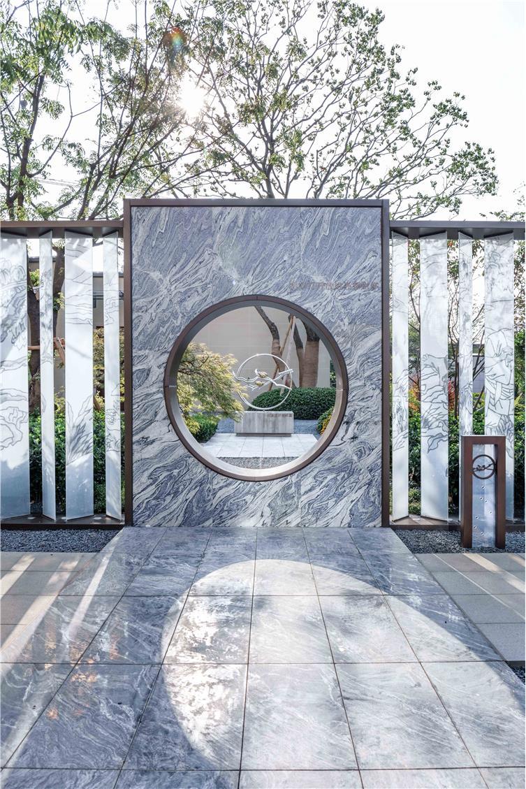 景墙圆形造型价格,简洁欧式庭院景观墙设计