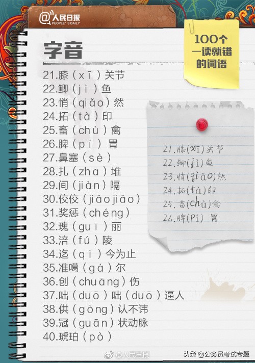 人民日报整理易读错的词语,容易读错的句子绕口令