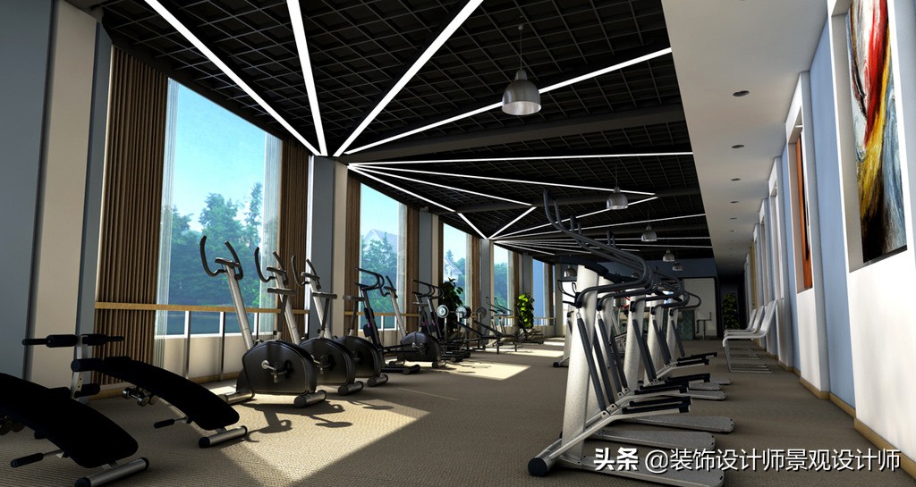 公司健身房设计效果图,书房健身房二合一设计效果图