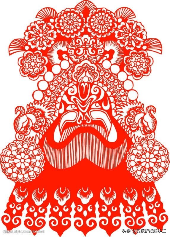 民俗剪纸戏曲脸谱剪纸图案欣赏,花旦脸谱简笔画简单又好看剪纸