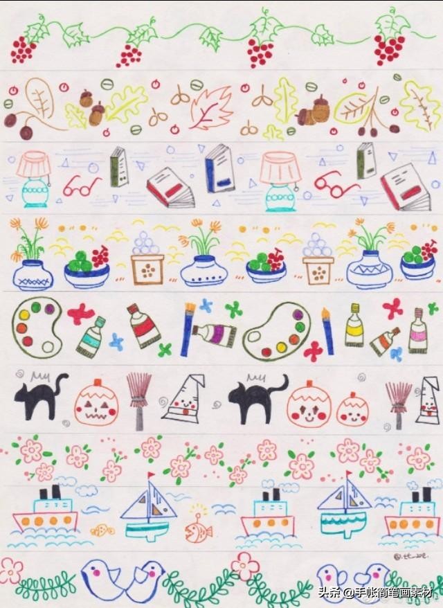 古风边框手绘简笔画,简笔画手绘练习线条