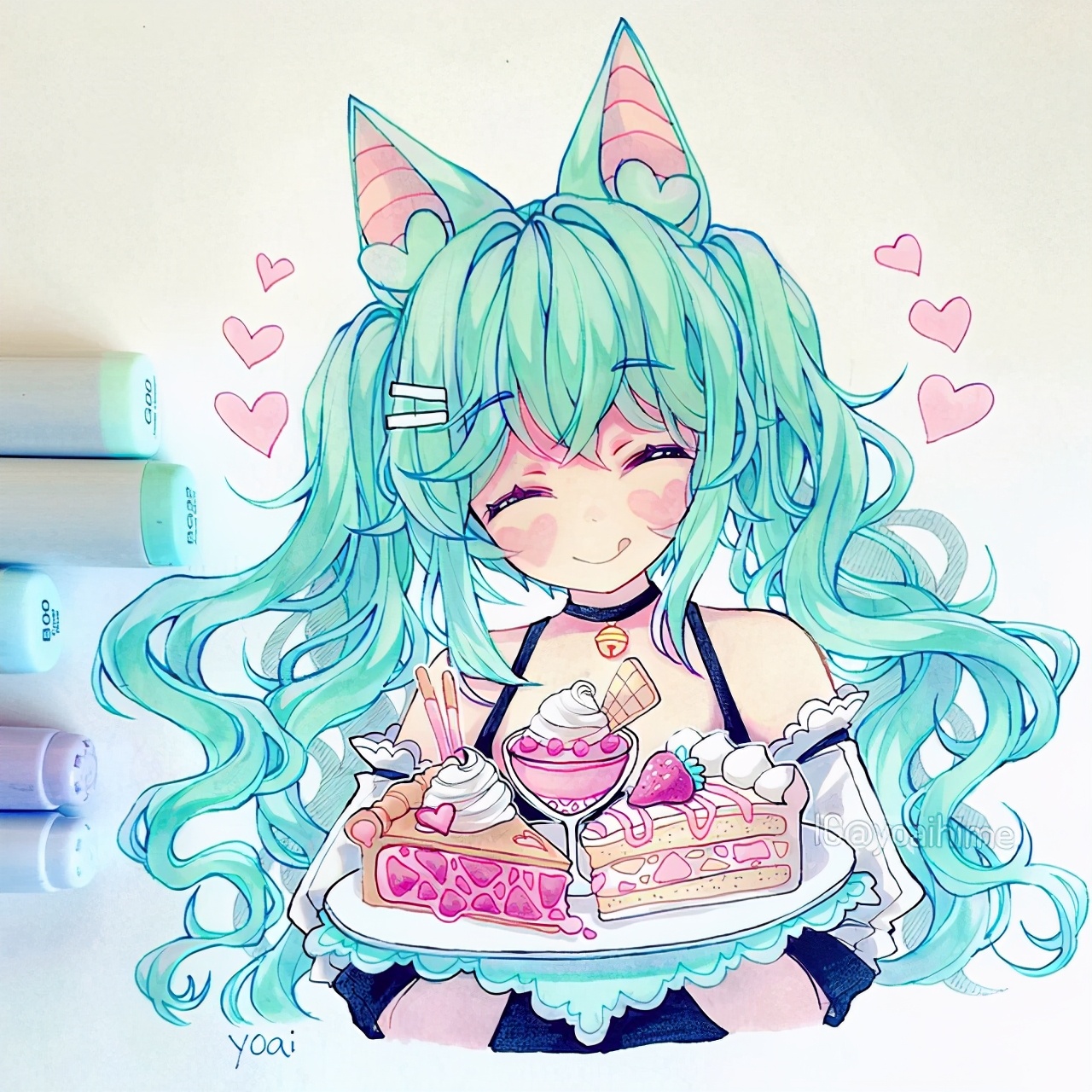 日本插画师一组手绘少女插画,日本画师绝美线稿插画集