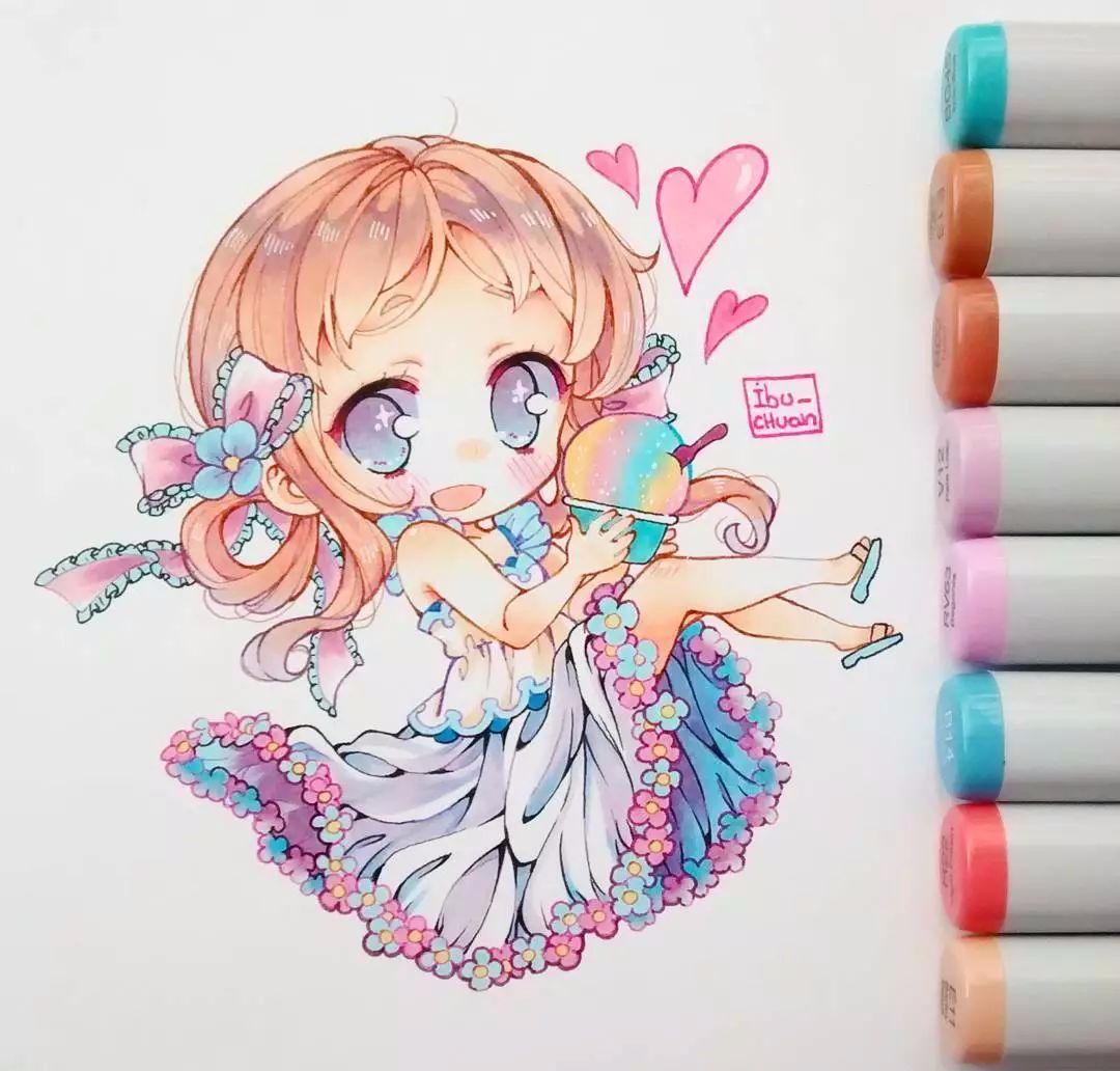 马克笔上色教程动漫人物q版30色,学马克笔画动漫免费教程