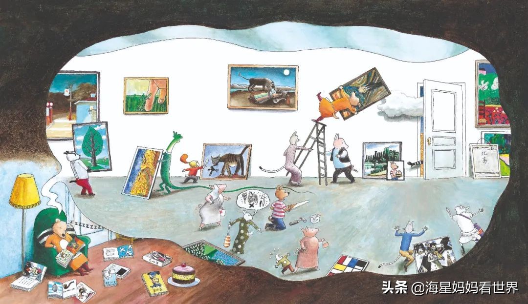 儿童观看艺术作品,故宫放大镜欣赏名画