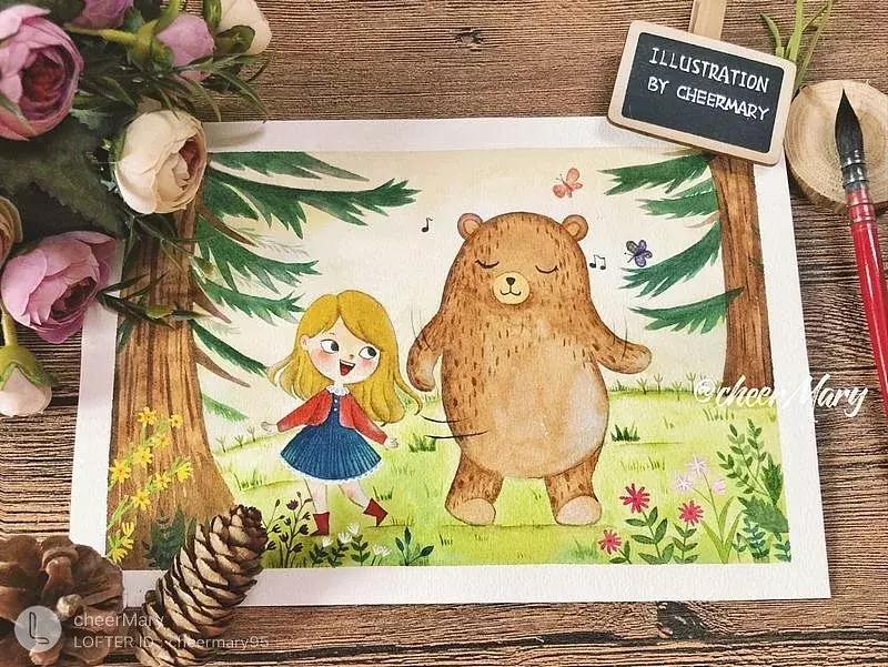 简笔画可爱小人插画,超萌可爱的插画小人