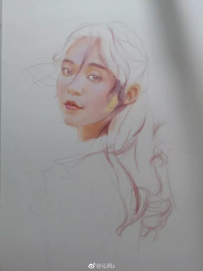 彩铅画美丽的山水画,彩铅画美人蝴蝶