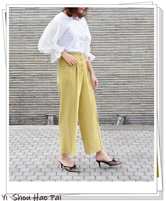 日系原单亚麻阔腿裤,亚麻阔腿裤穿搭夏季女正式场合