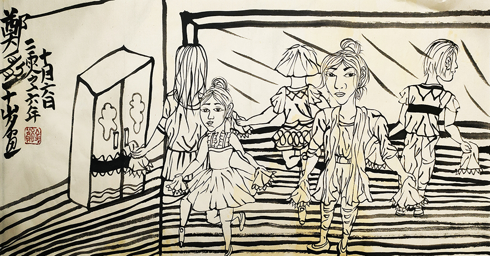 郑鑫绘画成长记录：线描篇（五）校园同学系列——创作