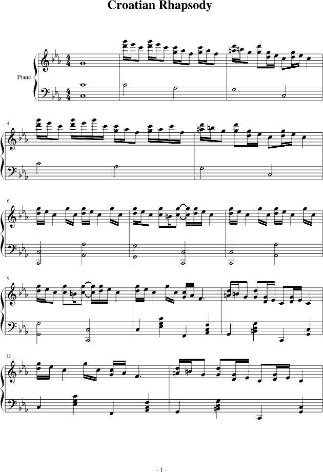 世界十大经典钢琴克罗地亚曲,世界第一名曲克罗地亚狂想曲