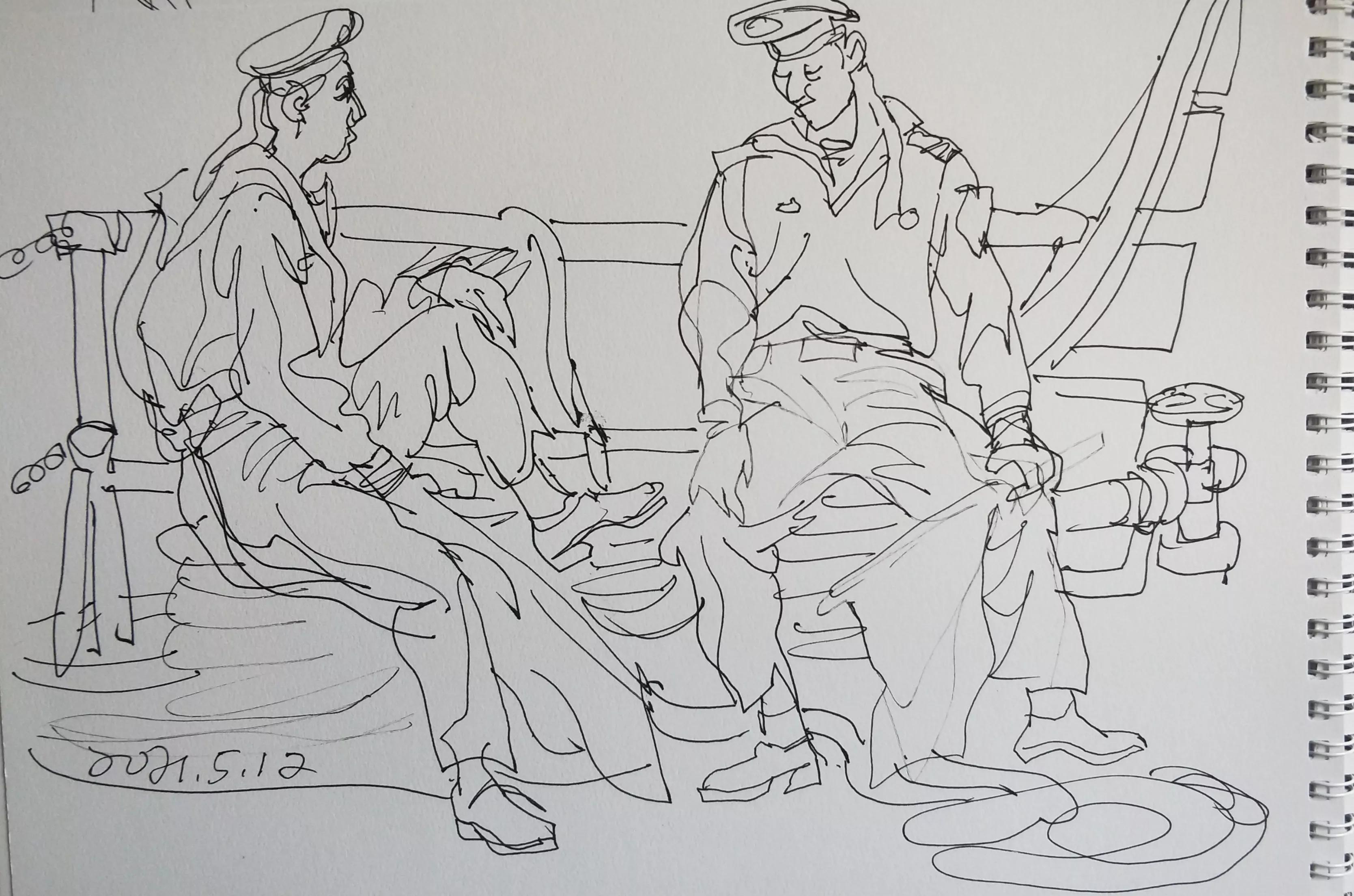 吴建科人物画欣赏,画兵人速写