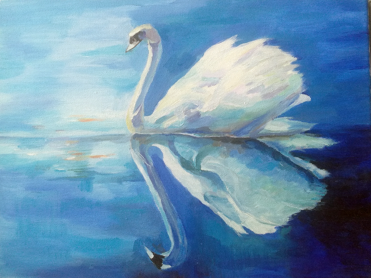 白天鹅黑天鹅油画,黑白天鹅背景图油画