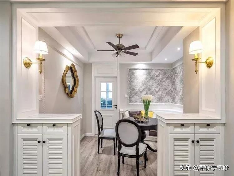 餐厅和客厅的美式隔断效果图,3房2厅带隔断装修风格