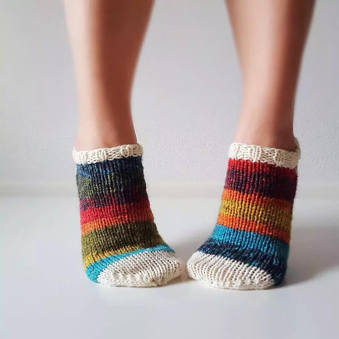 好看毛线袜棒针编织,简单厚实的毛线袜花样