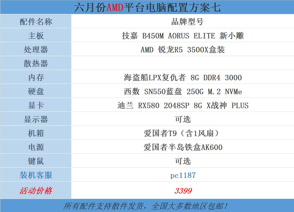 2020年6月电脑配件报价,2020年6月电脑配置推荐4000以内