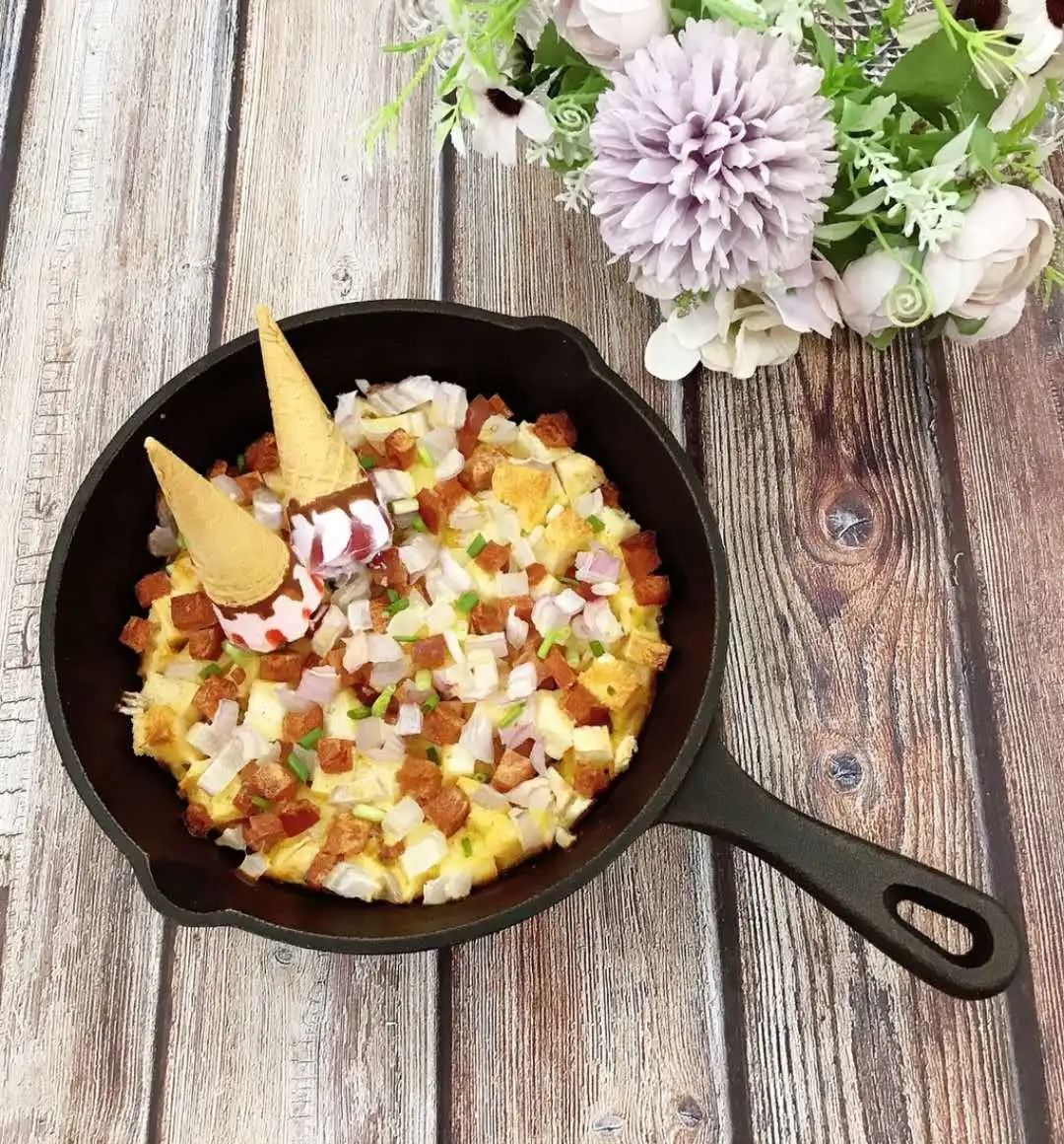 中西结合式披萨,没想到馒头做的披萨也这么美味