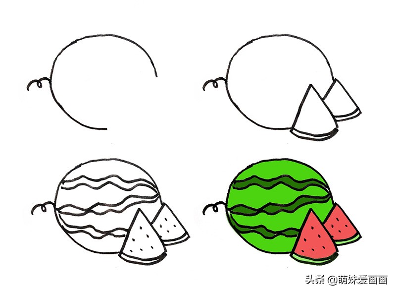 画食物甜品和水果零食简笔画,水果简笔画大全100幅呆萌可爱