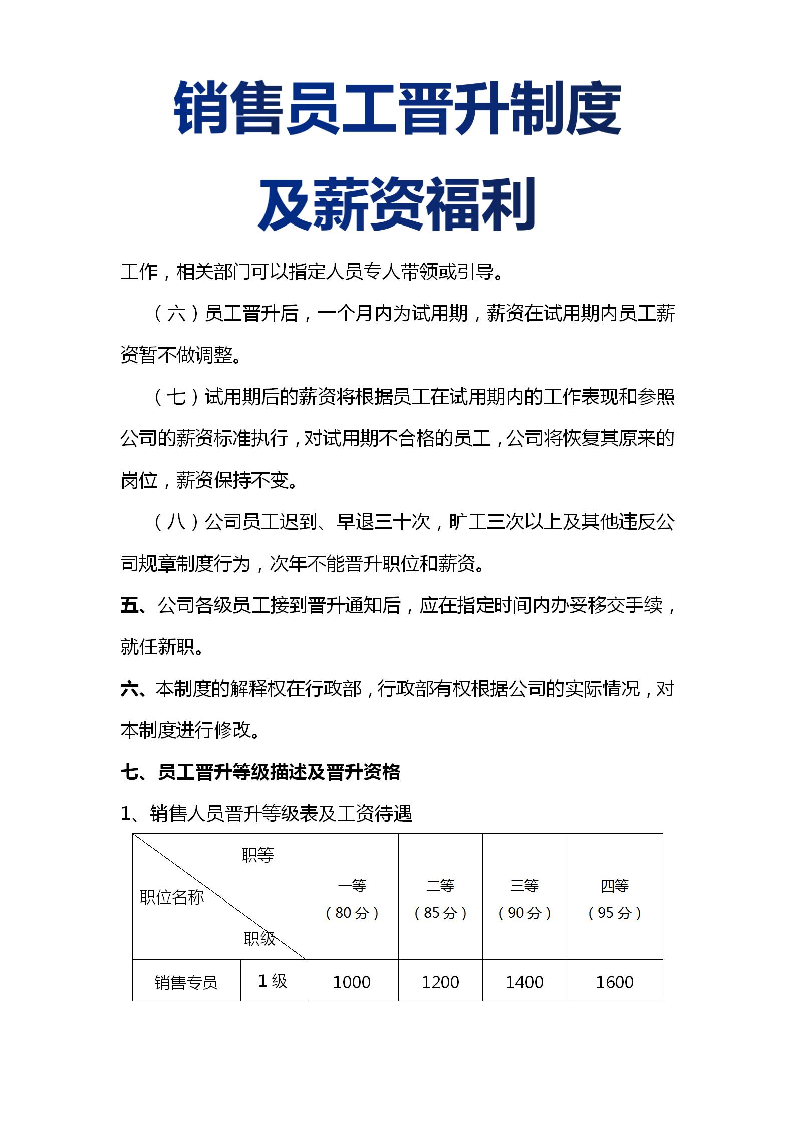 销售管理制度与薪酬体系,销售员工晋升制度与考核标准