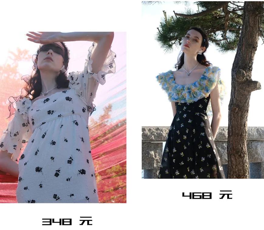 50条夏日连衣裙超美,pinkmoon夏日碎花连衣裙