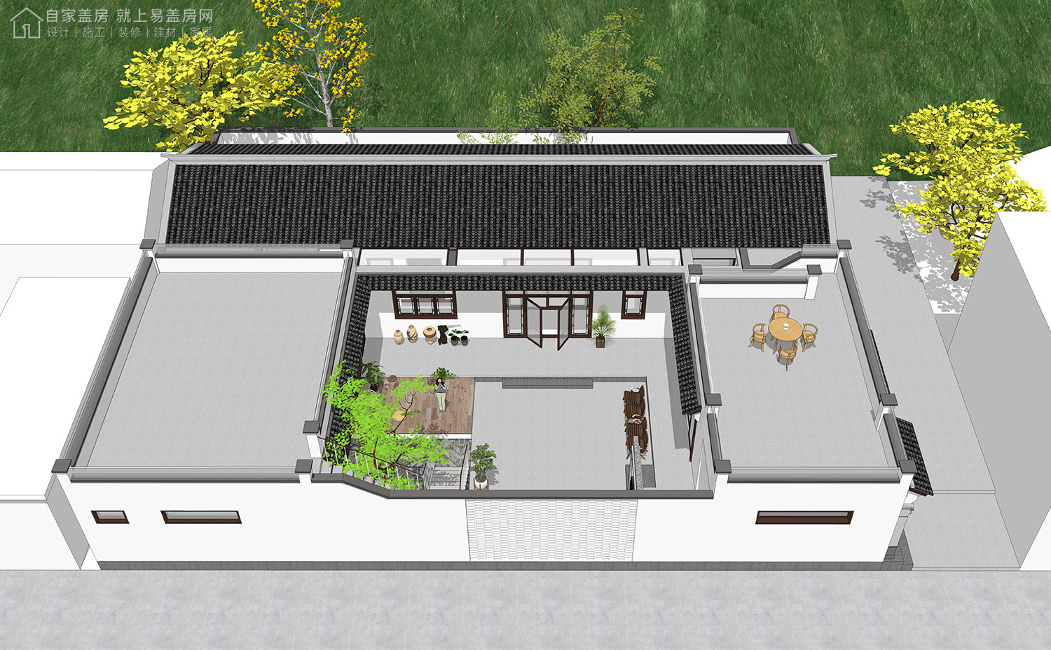 三层新中式别墅全套设计图纸,新中式合院别墅户型图纸