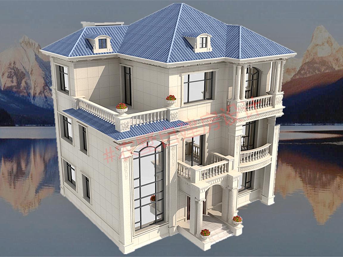 三层农村自建欧式风格别墅房,三层欧式别墅带露台自建房设计